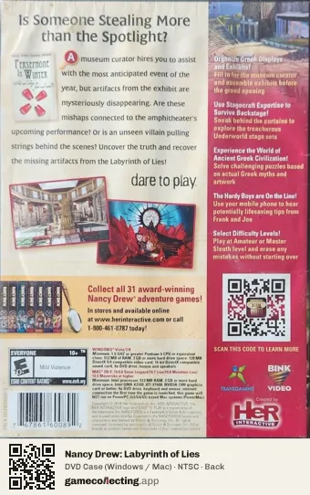 Nancy Drew: Labyrinth of Lies Computer, NTSC box back