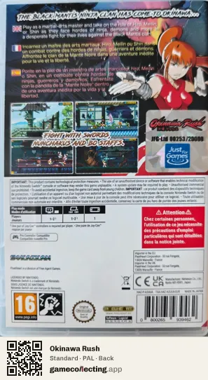 Okinawa Rush Nintendo Switch, PAL box back