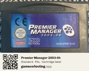 Premier Manager 2003-04 Game Boy Advance, PAL cartridge label