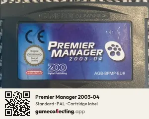 Premier Manager 2003-04 Game Boy Advance, PAL cartridge label