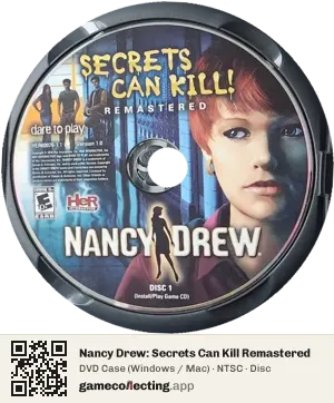 Nancy Drew: Secrets Can Kill Remastered Computer, NTSC disc