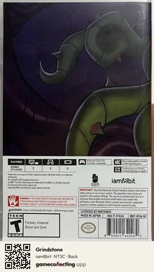 Grindstone Nintendo Switch, NTSC box back