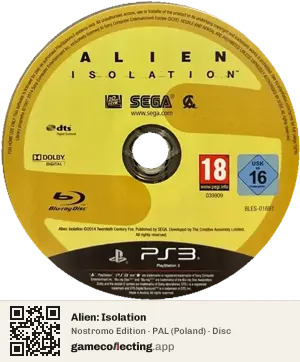 Alien: Isolation PlayStation 3, PAL disc