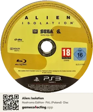Alien: Isolation PlayStation 3, PAL disc