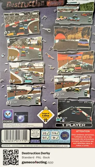 Destruction Derby Sega Saturn, PAL box back