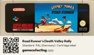 Road Runner's Death Valley Rally Super Nintendo Entertainment System, PAL cartridge label