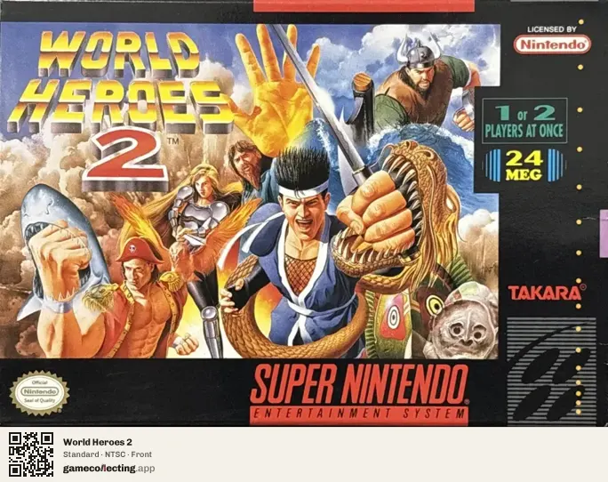 World Heroes 2 Super Nintendo Entertainment System, NTSC box front