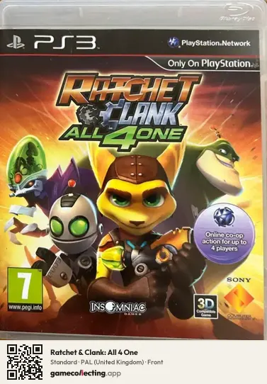 Ratchet & Clank: All 4 One PlayStation 3, United Kingdom box front