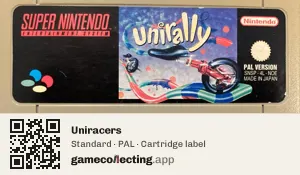 Uniracers Super Nintendo Entertainment System, PAL cartridge label