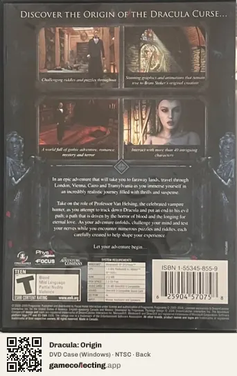 Dracula: Origin Computer, NTSC box back