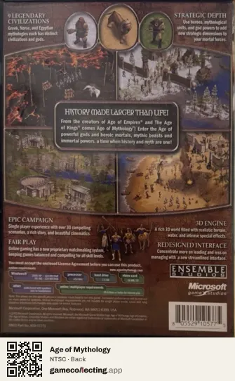 Age of Mythology Computer, NTSC box back