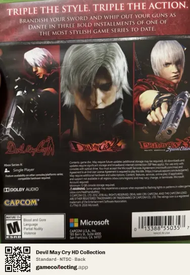 Devil May Cry HD Collection Xbox One, NTSC box back