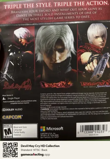 Devil May Cry HD Collection Xbox One, NTSC box back