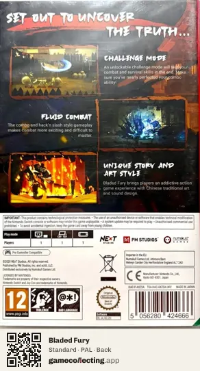 Bladed Fury Nintendo Switch, PAL box back
