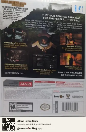 Alone in the Dark Nintendo Wii, NTSC box back