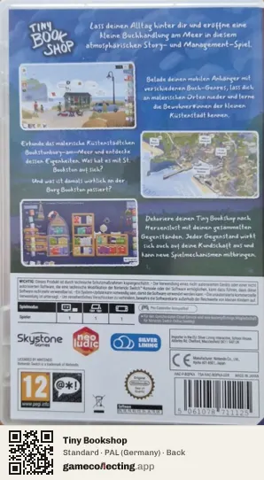 Tiny Bookshop Nintendo Switch, Germany box back