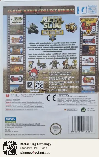 Metal Slug Anthology Nintendo Wii, PAL box back