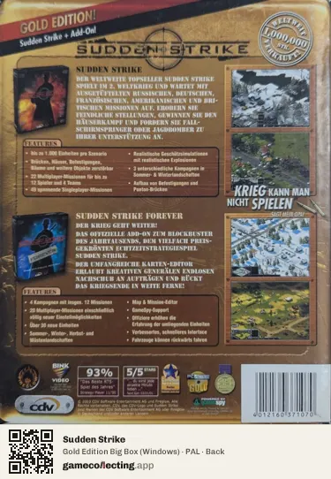 Sudden Strike Computer, PAL box back