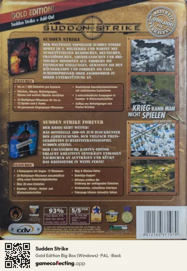 Sudden Strike Computer, PAL box back