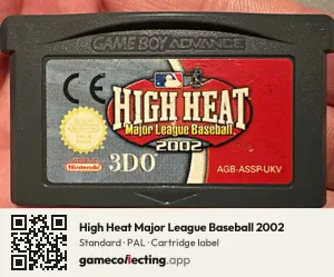 High Heat Major League Baseball 2002 Game Boy Advance, PAL cartridge label