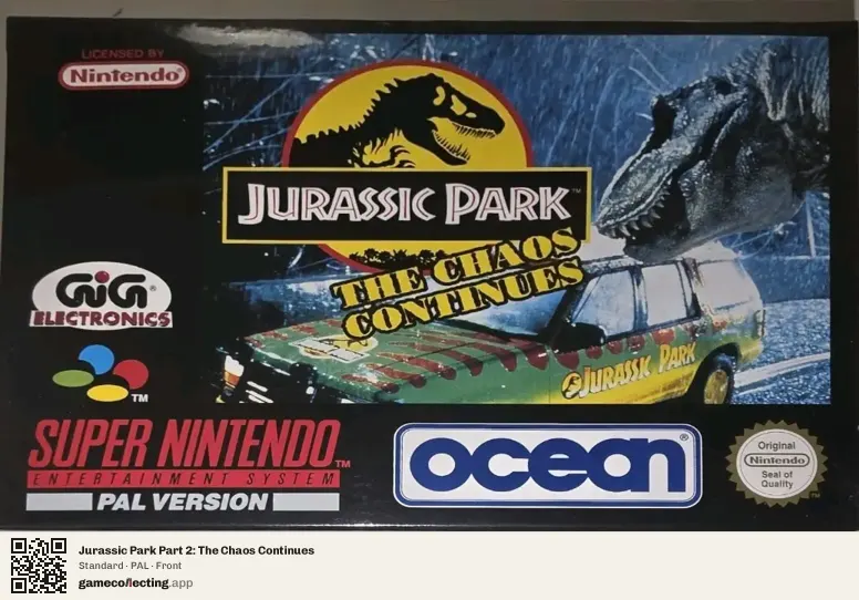 Jurassic Park Part 2: The Chaos Continues Super Nintendo Entertainment System, PAL box front