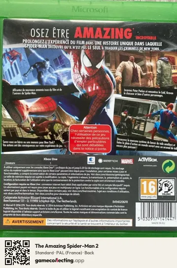 The Amazing Spider-Man 2 Xbox One, France box back
