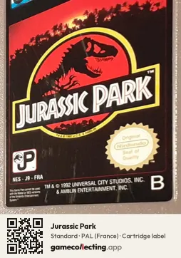 Jurassic Park Nintendo Entertainment System, PAL cartridge label