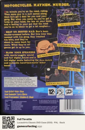 Full Throttle Computer, PAL box back