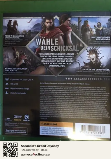 Assassin's Creed Odyssey Xbox One, Germany box back