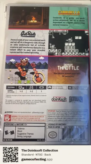 The Doinksoft Collection Nintendo Switch, NTSC box back