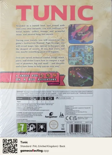 Tunic Nintendo Switch, United Kingdom box back