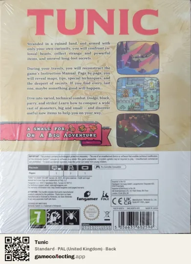 Tunic Nintendo Switch, United Kingdom box back