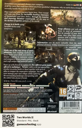 Two Worlds II Xbox 360, PAL box back