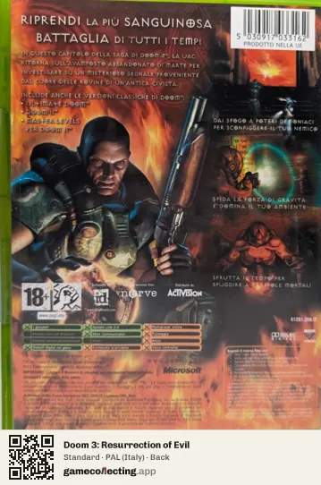 Doom 3: Resurrection of Evil Xbox, Italy box back