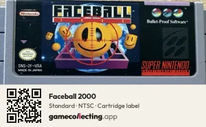 Faceball 2000 Super Nintendo Entertainment System, NTSC cartridge label