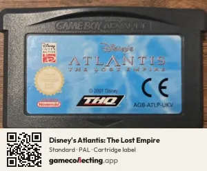 Disney's Atlantis: The Lost Empire Game Boy Advance, PAL cartridge label