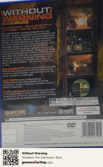 Without Warning PlayStation 2, Germany box back