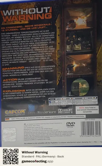 Without Warning PlayStation 2, Germany box back