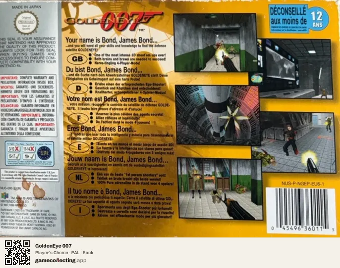 GoldenEye 007 Nintendo 64, PAL box back
