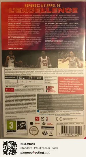 NBA 2K23 Nintendo Switch, France box back