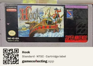 Hook Super Nintendo Entertainment System, NTSC cartridge label