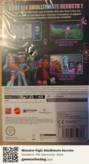 Monster High: Skulltimate Secrets Nintendo Switch, Germany box back