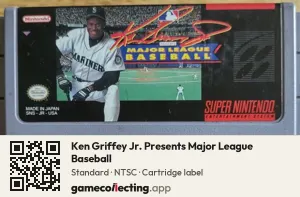 Ken Griffey Jr. Presents Major League Baseball Super Nintendo Entertainment System, NTSC cartridge label