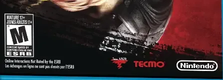 Ninja Gaiden 3: Razor's Edge, the ESRB box on its front