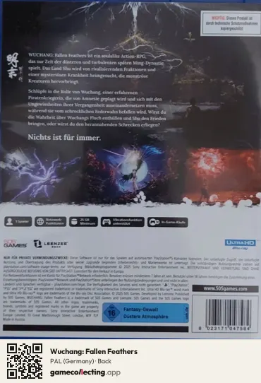 Wuchang: Fallen Feathers PlayStation 5, Germany box back