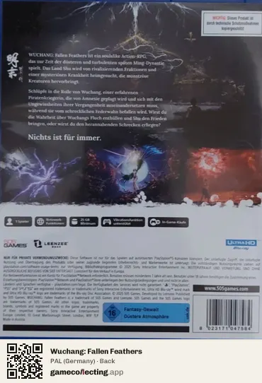 Wuchang: Fallen Feathers PlayStation 5, Germany box back