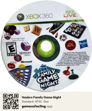 Hasbro Family Game Night Xbox 360, NTSC disc