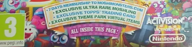 Moshi Monsters: Moshlings Theme Park, the PEGI square on its front