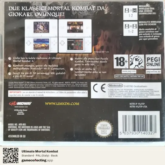 Ultimate Mortal Kombat Nintendo DS, Italy box back