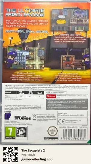 The Escapists 2 Nintendo Switch, PAL box back